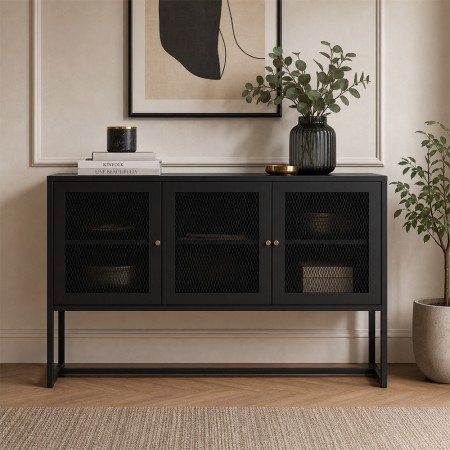 Comoda Athens, metal, negru, L.120 cm, MIFU000025-BK