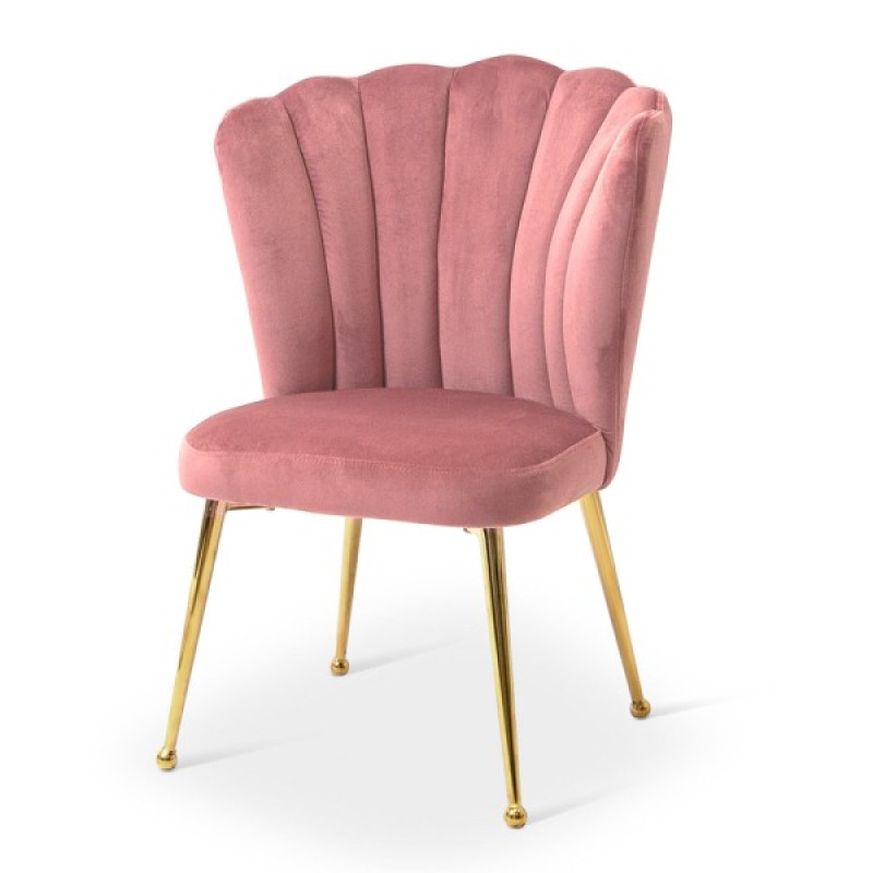 Scaun dining Vienna Rosa, metal, catifea, roz, H.92 cm, MIFU000002-RSE