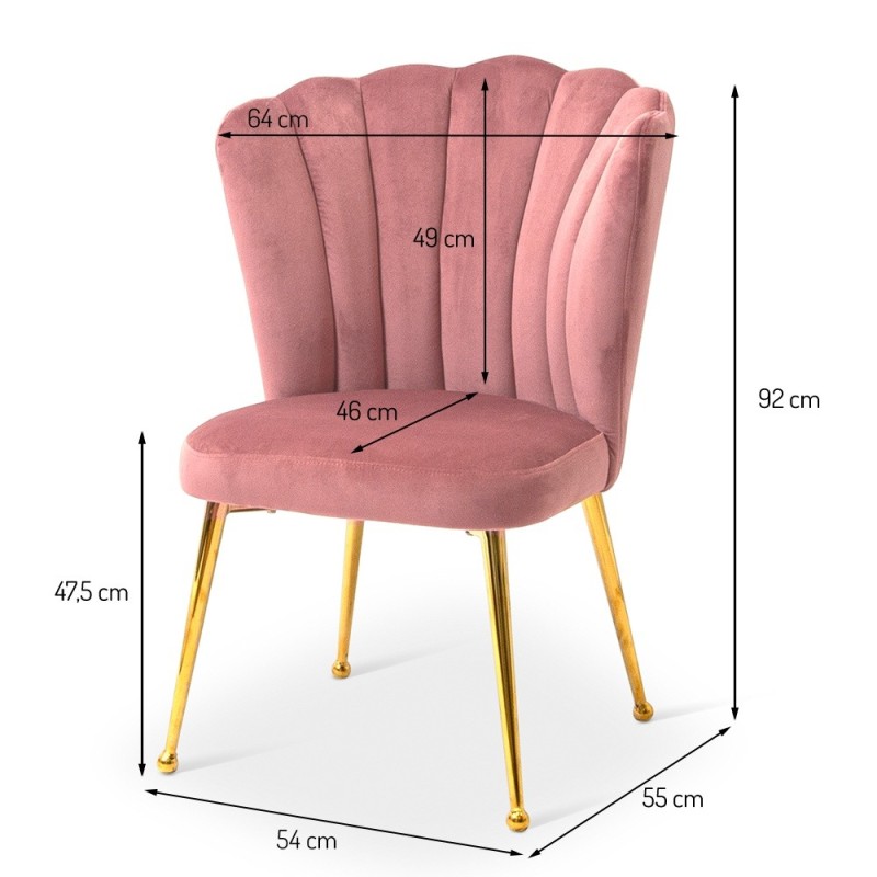 Scaun dining Vienna Rosa, metal, catifea, roz, H.92 cm, MIFU000002-RSE
