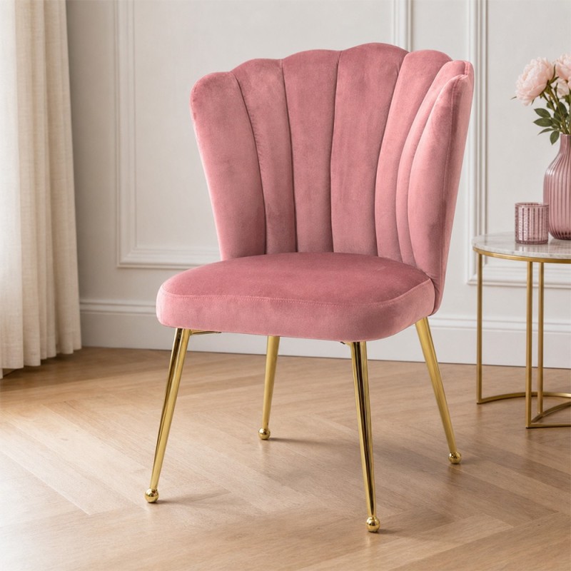 Scaun dining Vienna Rosa, metal, catifea, roz, H.92 cm, MIFU000002-RSE