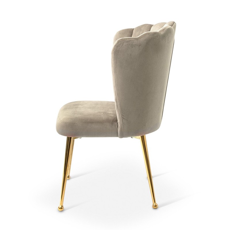 Scaun dining Vienna, metal, poliester, auriu/taupe, H.92 cm, MIFU000029-TP