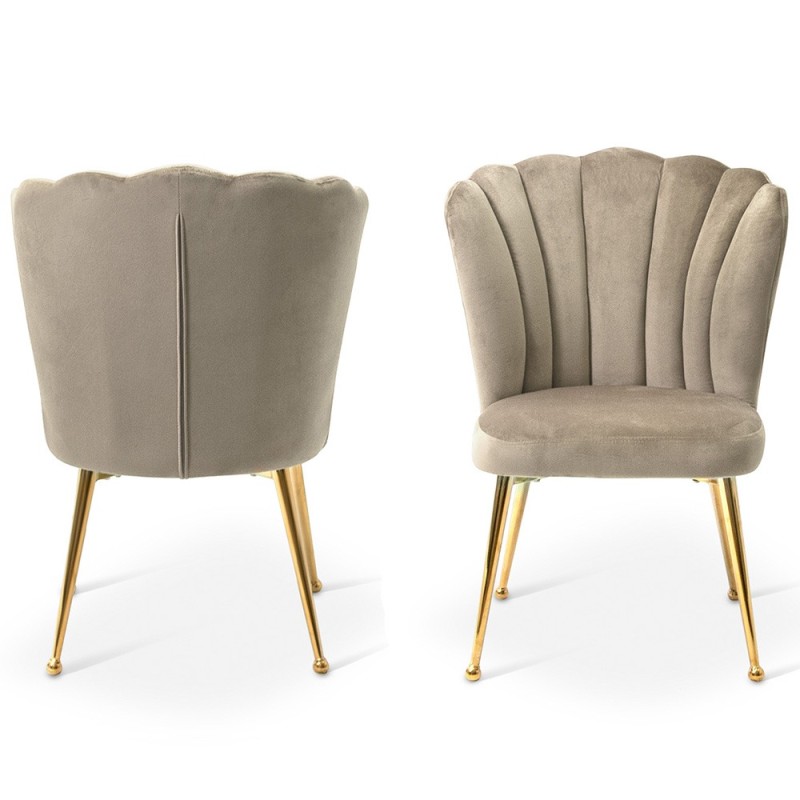 Scaun dining Vienna, metal, poliester, auriu/taupe, H.92 cm, MIFU000029-TP