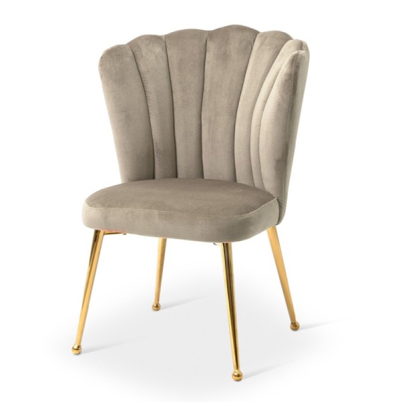 Scaun dining Vienna, metal, poliester, auriu/taupe, H.92 cm, MIFU000029-TP