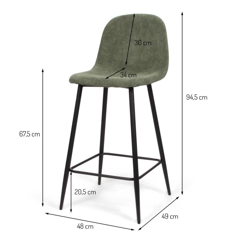 Scaun bar Milan, metal, poliester, verde, H.94 cm, MIFU000034-GR
