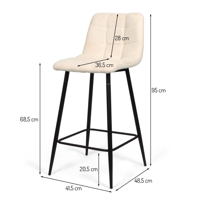 Scaun bar Berlin, metal, material reiat, bej, H.95 cm, MIFU000035-BG