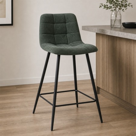 Scaun bar Berlin, metal, material reiat, verde, H.95 cm, MIFU000035-GR