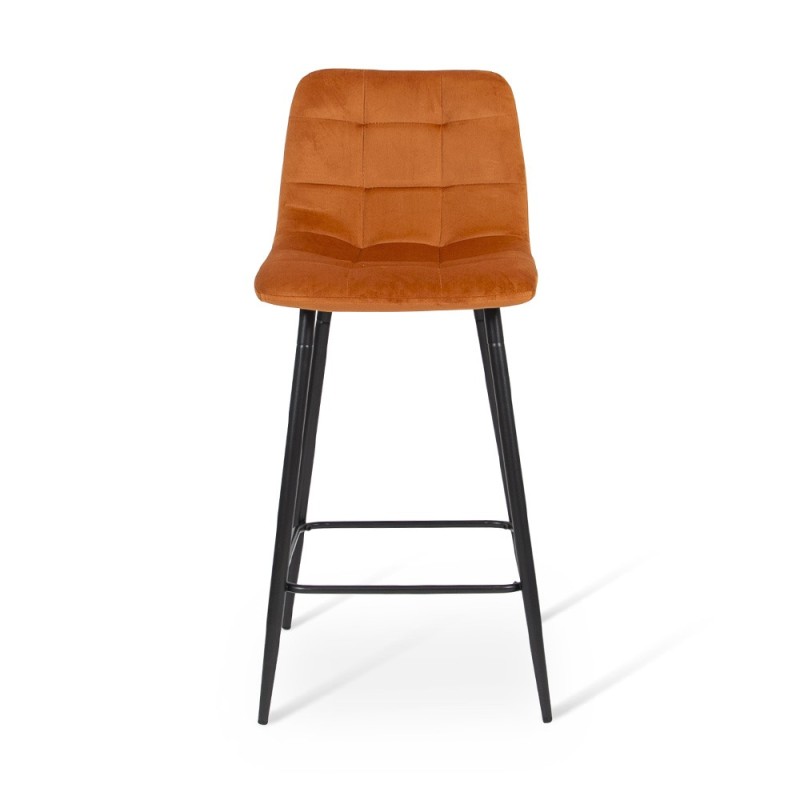 Scaun bar Berlin, metal, catifea, ruginiu-portocaliu, H.95 cm, MIFU000035-OR