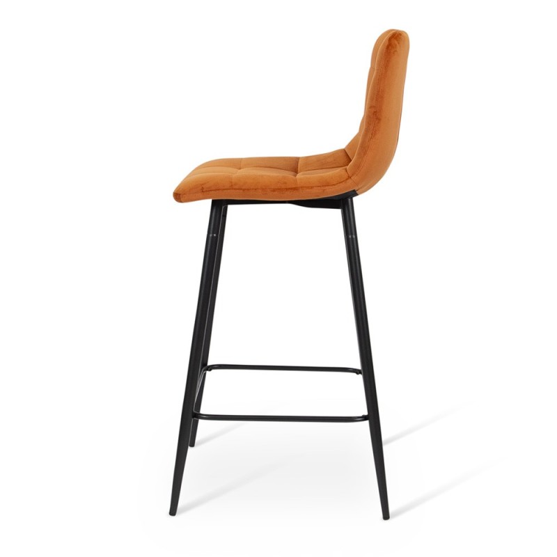 Scaun bar Berlin, metal, catifea, ruginiu-portocaliu, H.95 cm, MIFU000035-OR