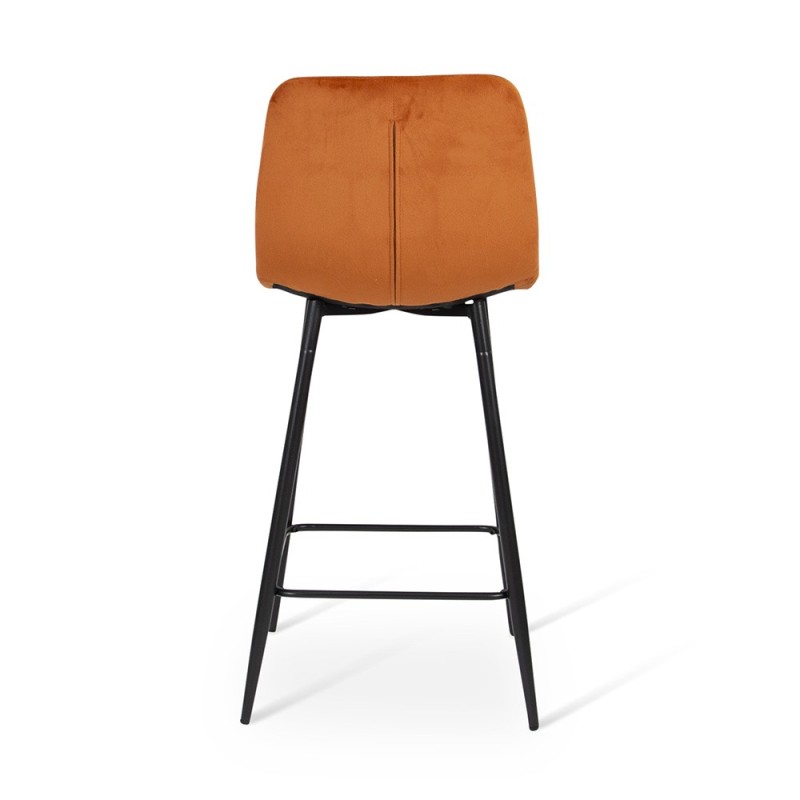 Scaun bar Berlin, metal, catifea, ruginiu-portocaliu, H.95 cm, MIFU000035-OR