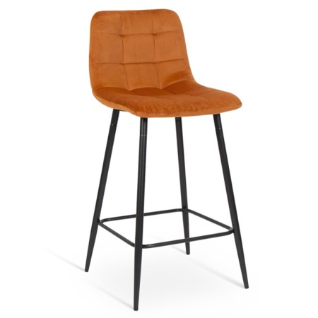 Scaun bar Berlin, metal, catifea, ruginiu-portocaliu, H.95 cm, MIFU000035-OR