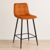 Scaun bar Berlin, metal, catifea, ruginiu-portocaliu, H.95 cm, MIFU000035-OR