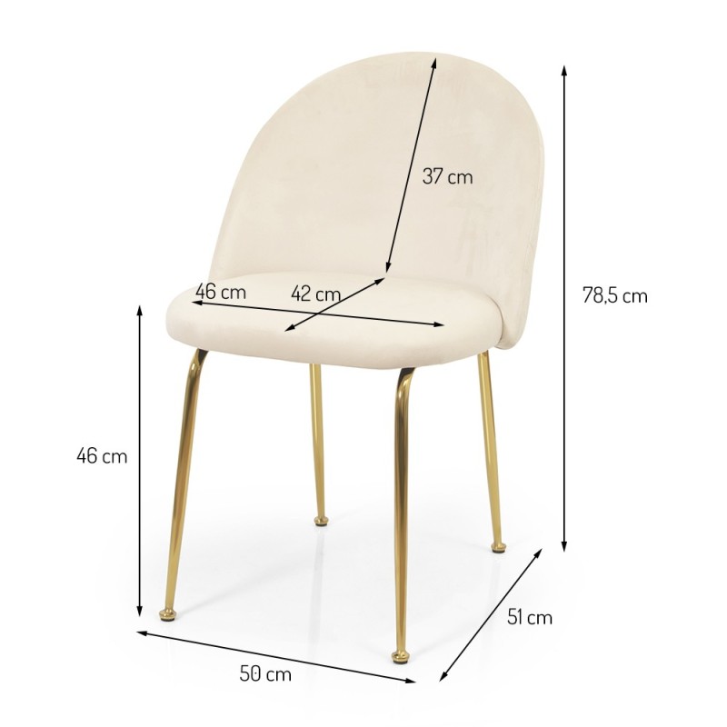 Scaun dining Luxor, metal, poliester, bej, H.78 cm, MIFU000044-BG