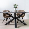 Masa dining Avila, metal, ceramica, neagra, L.180 cm, MIFU000045-BK