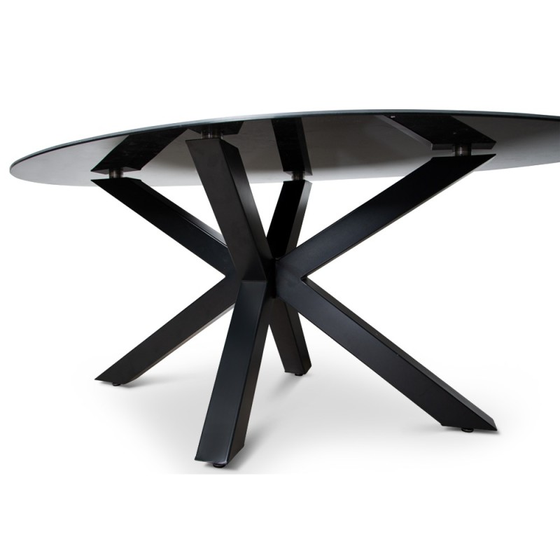 Masa dining Avila, metal, ceramica, neagra, L.180 cm, MIFU000045-BK
