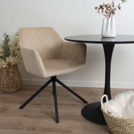 Scaun dining rotativ Malmo, metal, catifea, bej, H.80 cm, MIFU000046-BG