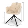 Scaun dining rotativ Malmo, metal, catifea, bej, H.80 cm, MIFU000046-BG