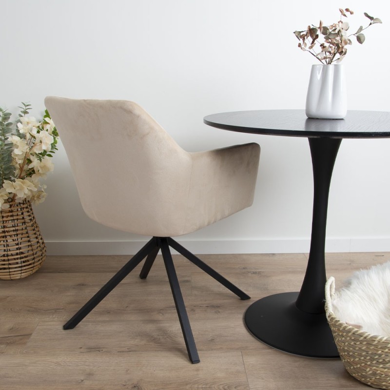Scaun dining rotativ Malmo, metal, catifea, bej, H.80 cm, MIFU000046-BG