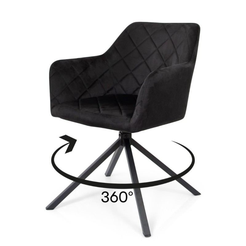 Scaun dining Malmo, metal, catifea, negru, H.81 cm, MIFU000046-BK