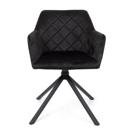 Scaun dining Malmo, metal, catifea, negru, H.81 cm, MIFU000046-BK