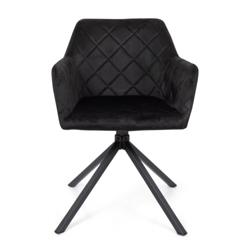 Scaun dining Malmo, metal, catifea, negru, H.81 cm, MIFU000046-BK