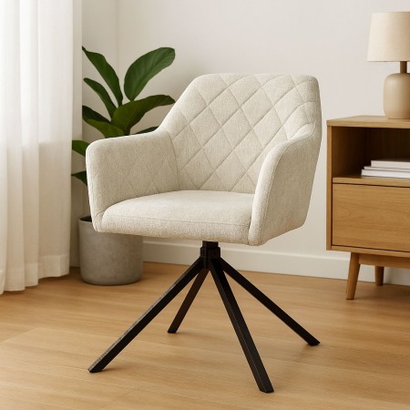 Scaun dining rotativ Malmo, metal, catifea, gri deschis, H.80 cm, MIFU000046-TP