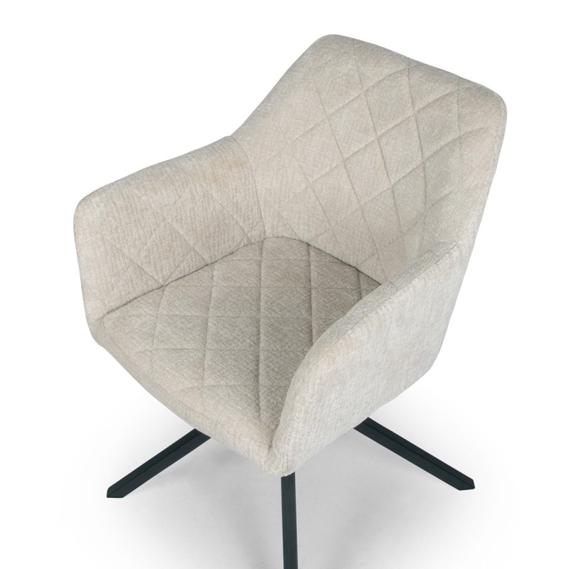Scaun dining rotativ Malmo, metal, catifea, gri deschis, H.80 cm, MIFU000046-TP