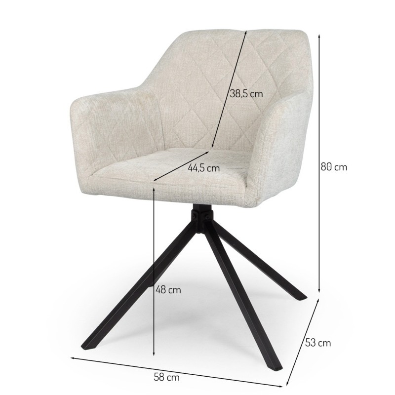 Scaun dining rotativ Malmo, metal, catifea, gri deschis, H.80 cm, MIFU000046-TP