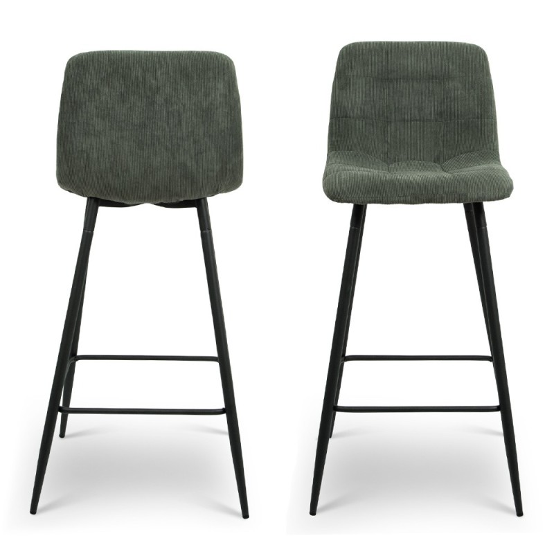 Scaun bar Rome, metal, catifea reiata, verde, H.104 cm, MIFU000048-GR