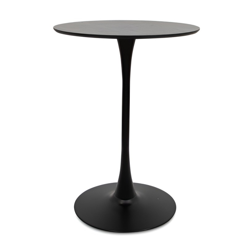 Masa de bar Praga, metal, MDF melaminat, neagra, D.80 cm, MIFU000063-BK