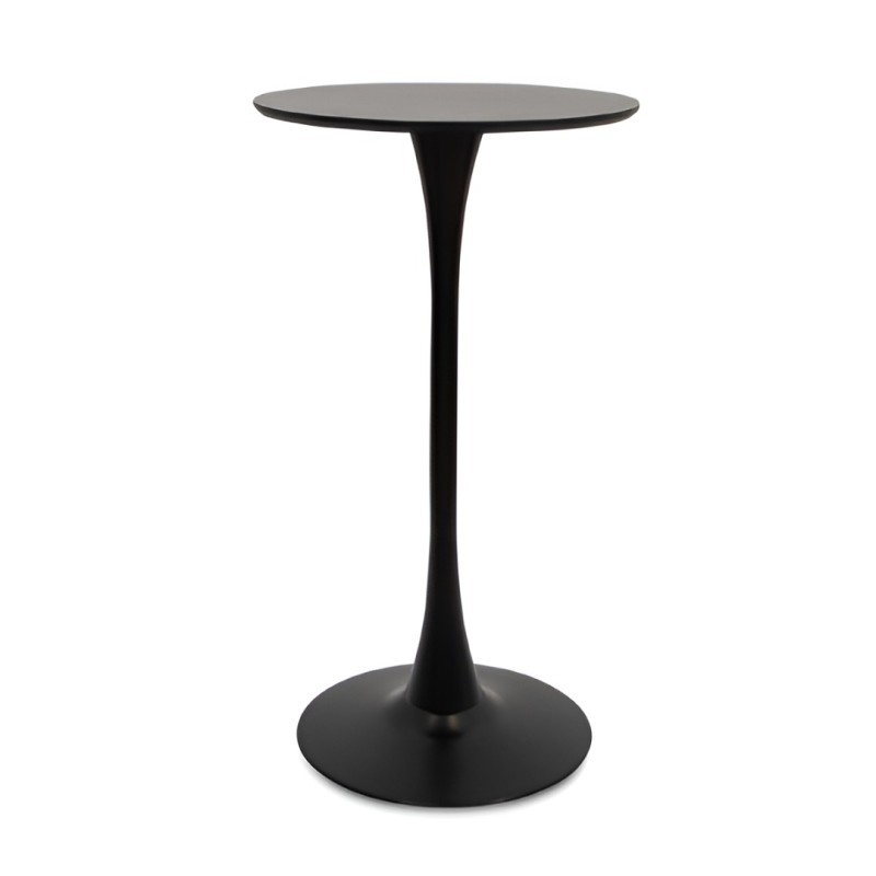 Masa de bar Praga, metal, MDF melaminat, neagra, D.60 cm, MIFU000064-BK