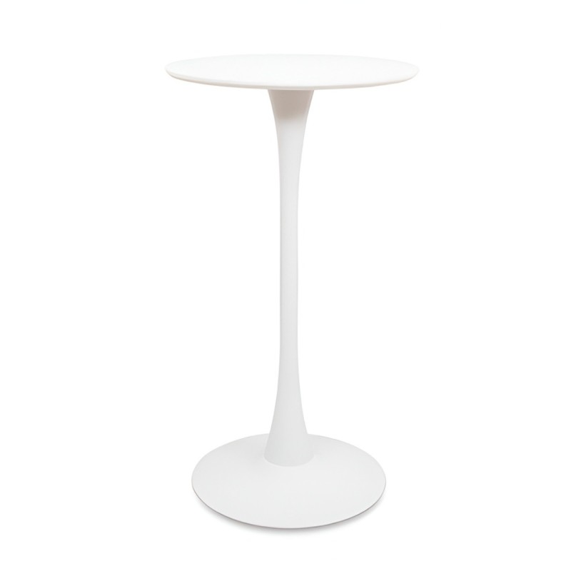 Masa de bar Praga, metal, MDF melaminat, alba, D.60 cm, MIFU000064-WH