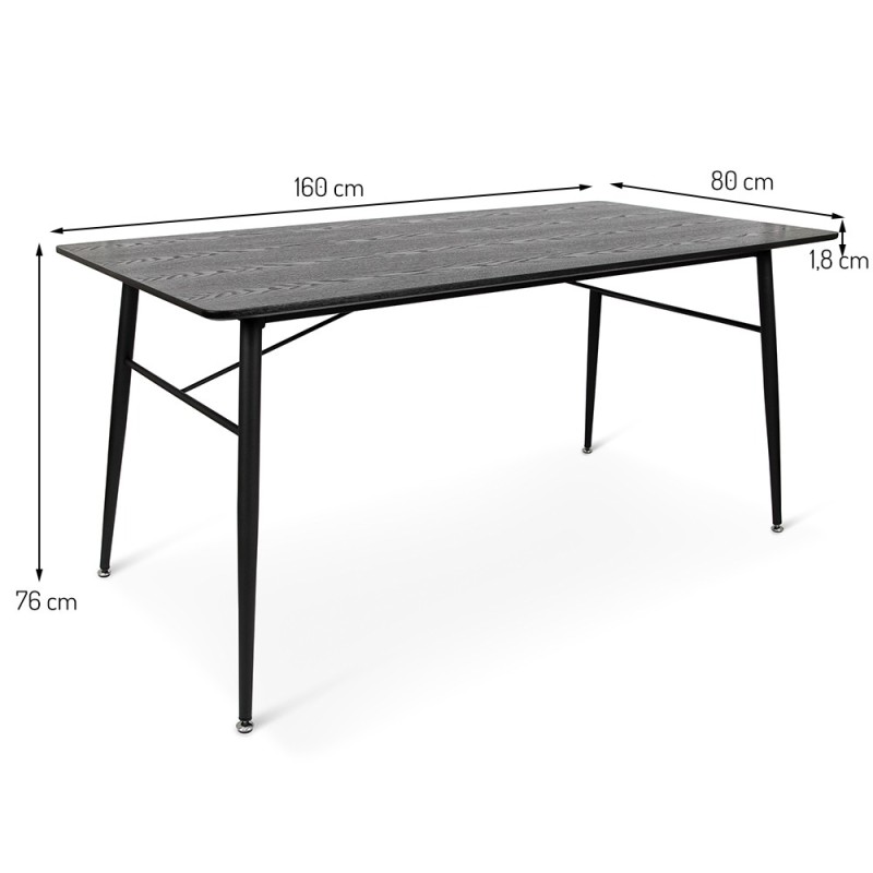 Masa dining Bologna, metal, MDF, neagra, L.160 cm, MIFU000072-UN