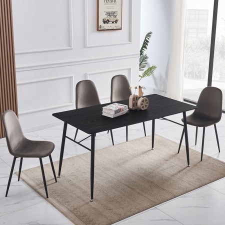 Masa dining Bologna, metal, MDF, neagra, L.160 cm, MIFU000072-UN