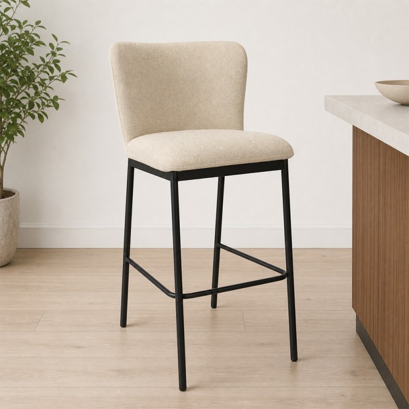 Scaun bar Messina, metal, poliester, bej, H.92 cm, MIFU000075-BG