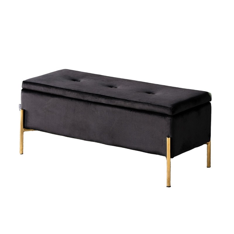 Bancheta Sintra, metal, poliester, negru/auriu, L.95 cm, MIFU000079-BKGL
