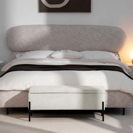 Bancheta Sintra, metal, poliester, alba, L.95 cm, MIFU000079-WH