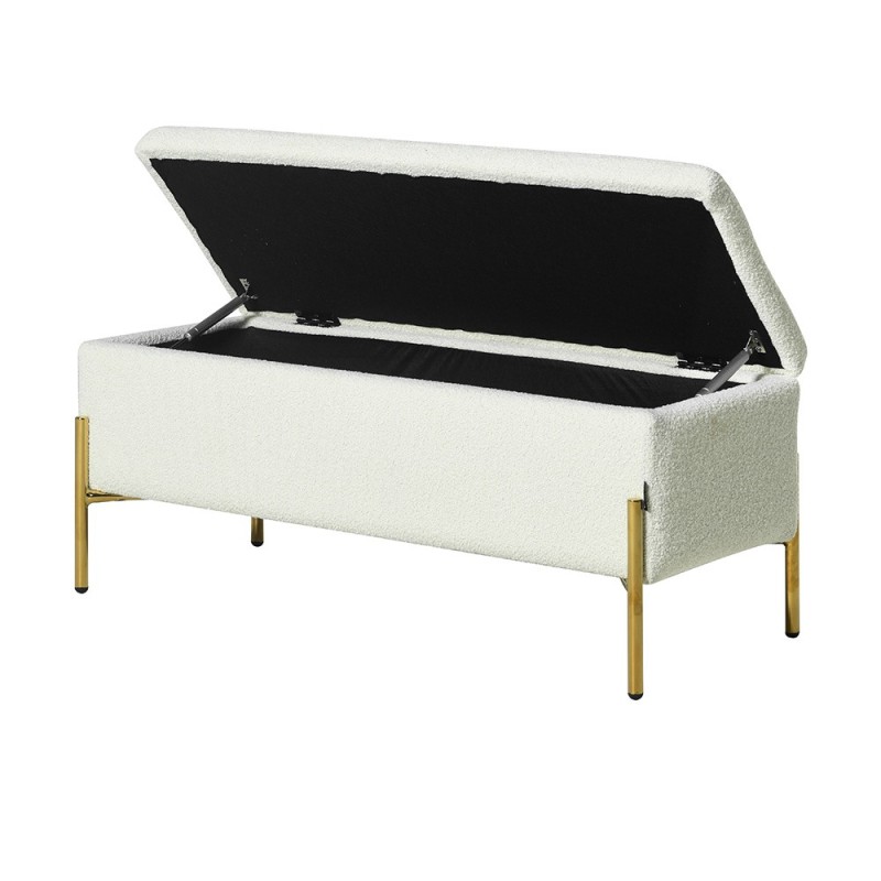 Bancheta Sintra, metal, poliester boucle, auriu/alb, L.95 cm, MIFU000079-WHGL