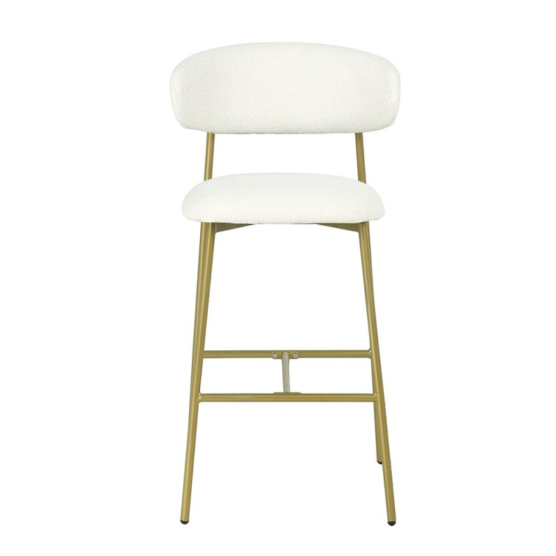 Scaun bar Tavira, metal, poliester, boucle, auriu/alb, H.104 cm, MIFU000081-WHGL
