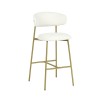 Scaun bar Tavira, metal, poliester, boucle, auriu/alb, H.104 cm, MIFU000081-WHGL