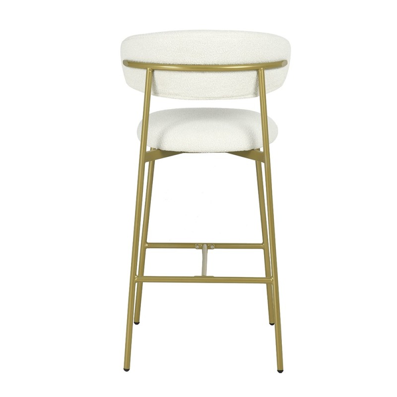 Scaun bar Tavira, metal, poliester, boucle, auriu/alb, H.104 cm, MIFU000081-WHGL