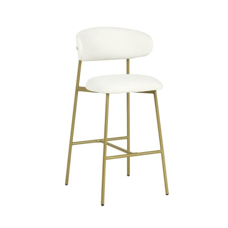 Scaun bar Tavira, metal, poliester, boucle, auriu/alb, H.104 cm, MIFU000081-WHGL