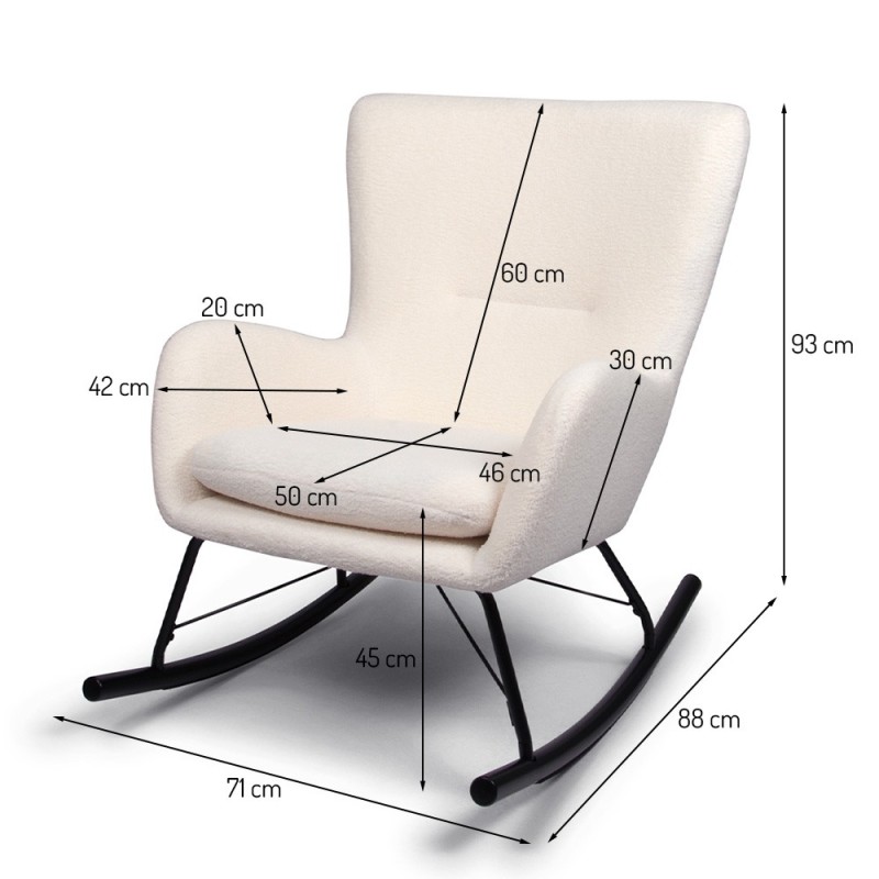 Balansoar Ferrara, poliester, boucle, alb, H.93 cm, MIFU000086-WH