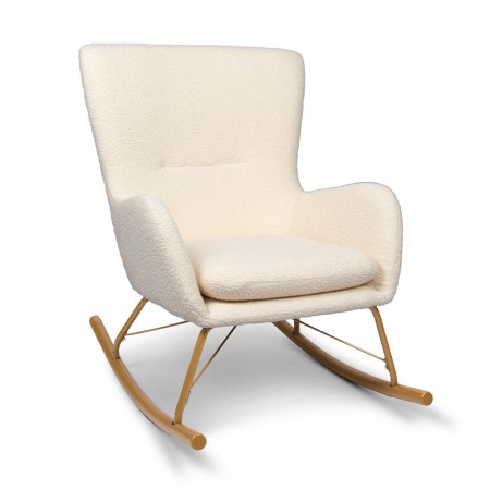 Balansoar Ferrara, metal, poliester, boucle, alb/auriu, H.93 cm, MIFU000086-WHGL