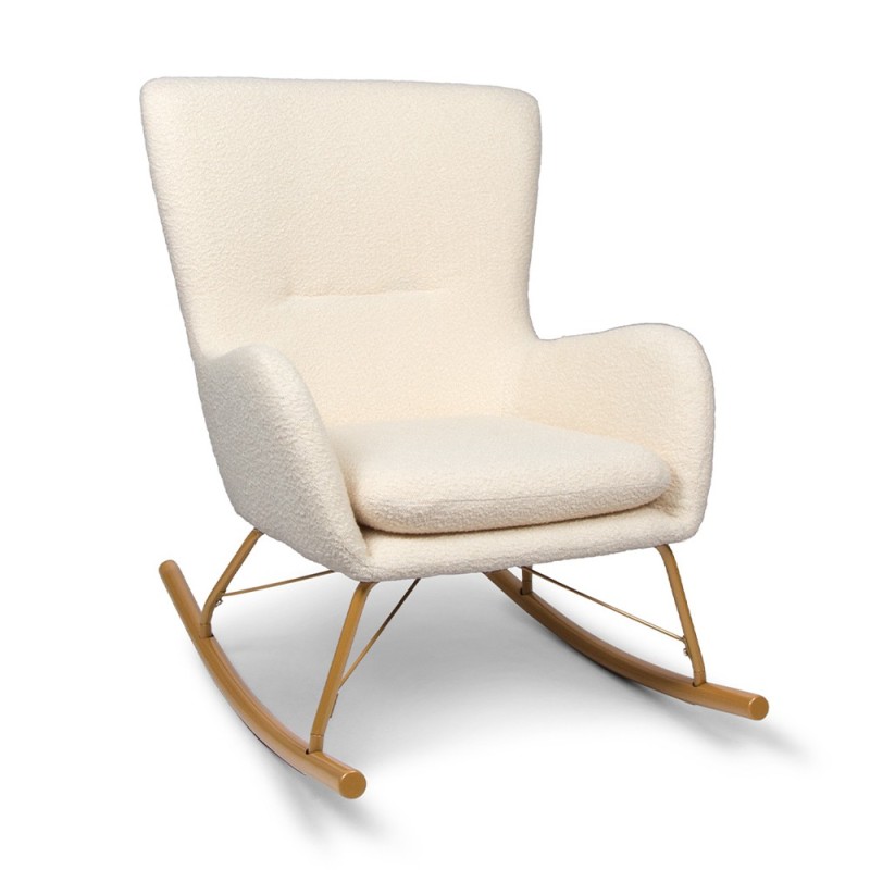 Balansoar Ferrara, metal, poliester, boucle, alb/auriu, H.93 cm, MIFU000086-WHGL