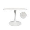 Masa dining Praga, metal, MDF melaminat, aspect marmura, alba, D.120 cm, MIFU000088-BKWH