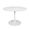 Masa dining Praga, metal, MDF melaminat, aspect marmura, alba, D.120 cm, MIFU000088-BKWH