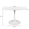 Masa dining Praga, metal, MDF melaminat, aspect marmura, alba, D.120 cm, MIFU000088-BKWH