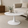 Masuta de cafea Praga, metal, MDF melaminat, aspect marmura, alba, D.80 cm, MIFU000089-BKWH