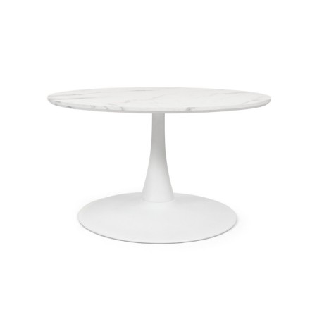 Masuta de cafea Praga, metal, MDF melaminat, aspect marmura, alba, D.80 cm, MIFU000089-BKWH
