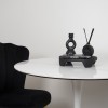 Masa dining Praga, metal, ceramica, sticla, alba, D.90 cm, MIFU000090-WH